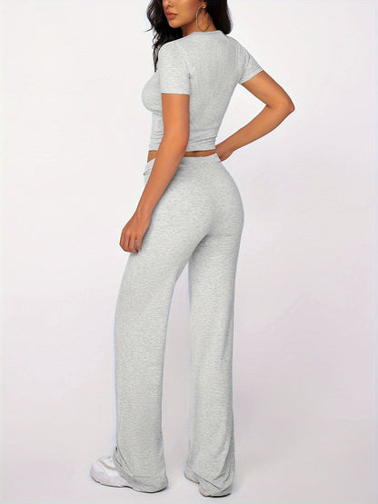 Delcy | Lounge Set with T-Shirt and Wide Pants