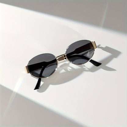 Majella | Minimalist Oval Sunglasses with Gold Frame