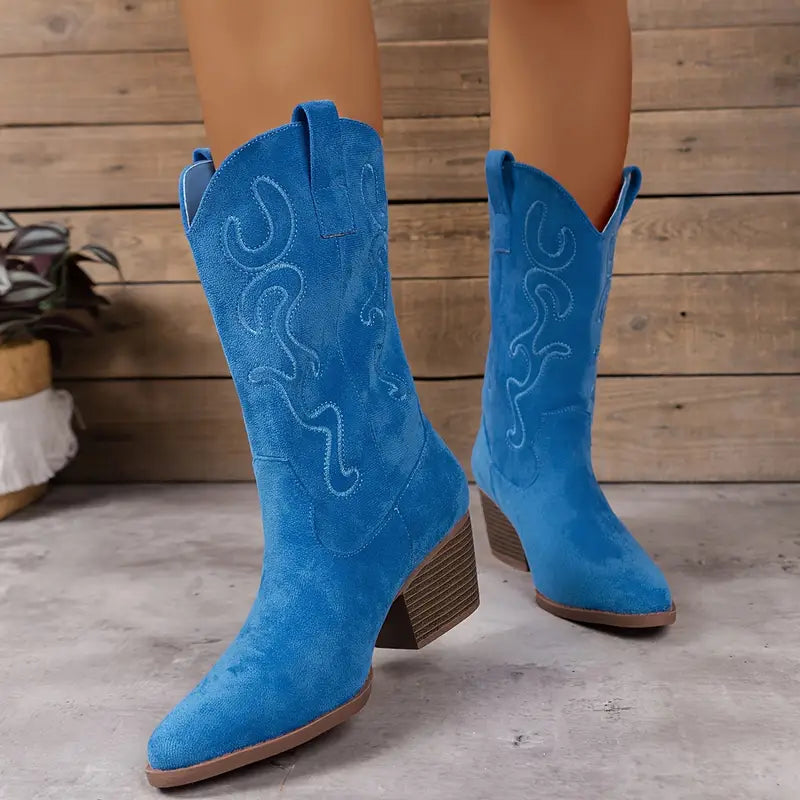Soft elegant cowboy women's ankle boots