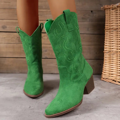 Soft elegant cowboy women's ankle boots