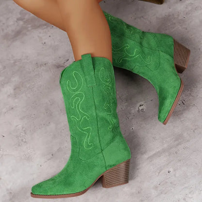 Soft elegant cowboy women's ankle boots