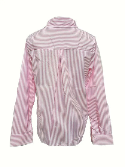 Bincy | Striped Shirt Blouse with Long Sleeves - Casual