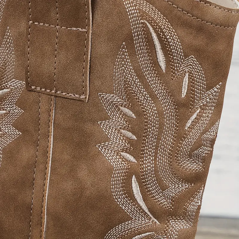 Stylish cowboy women's ankle boots with heel