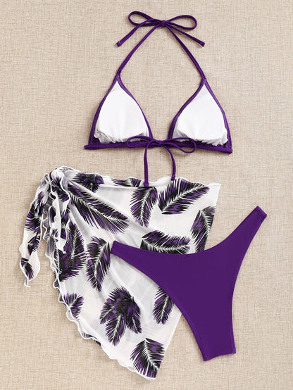 Gaige | Bikini Set with Tropical Sarong and Triangle Top