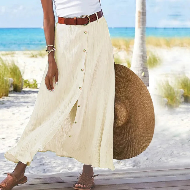Annalise | Summer Long Skirt with Button Closure for Women