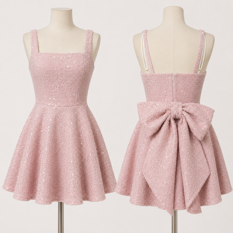 Party Dress With Sequins And Large Bow Mini Dress For Women