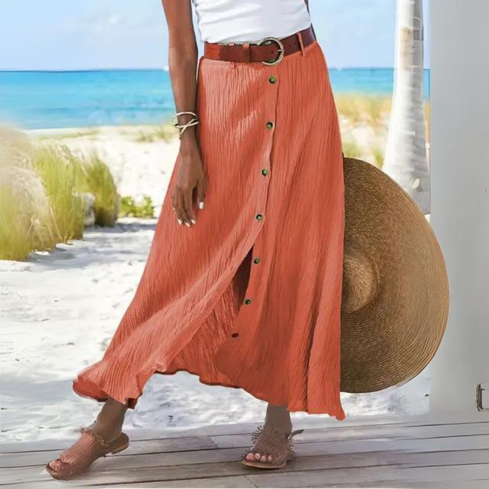 Annalise | Summer Long Skirt with Button Closure for Women