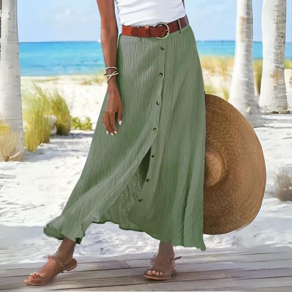 Annalise | Summer Long Skirt with Button Closure for Women