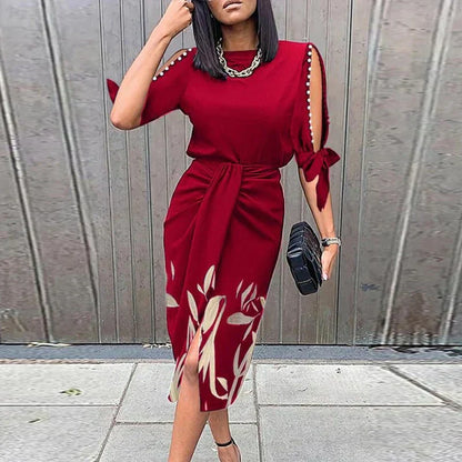Jesy | Midi Dress with Lace and Elegant Pleats