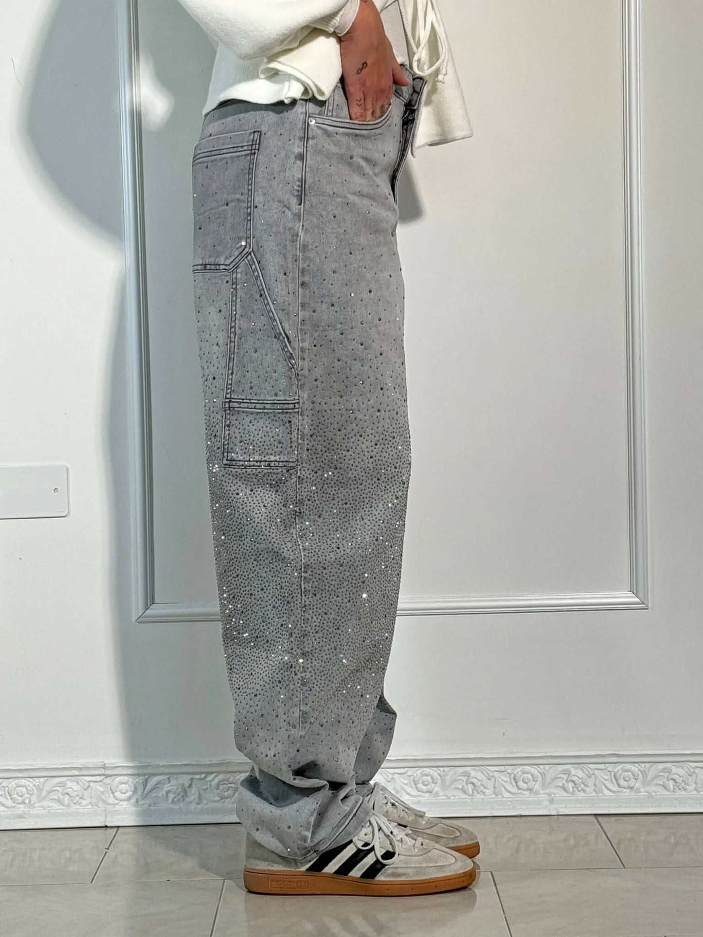 Trendy Shiny Women's Jeans with Wide Legs