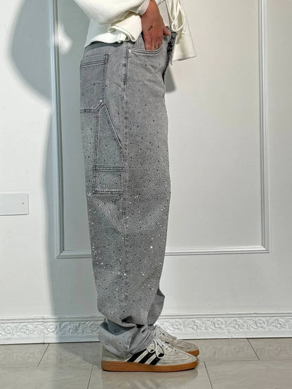 Trendy Shiny Women's Jeans with Wide Legs