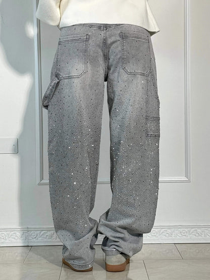 Trendy Shiny Women's Jeans with Wide Legs