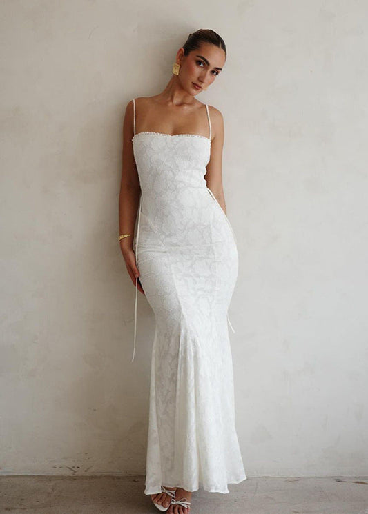 Winonah | Lace Maxi Dress with Spaghetti Straps Gala Dress