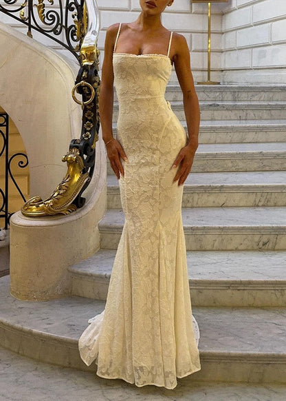 Winonah | Lace Maxi Dress with Spaghetti Straps Gala Dress