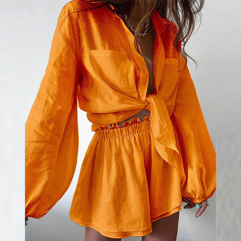 Juliane | Airy Linen Set with Blouse and Shorts