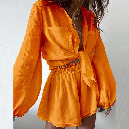 Juliane | Airy Linen Set with Blouse and Shorts