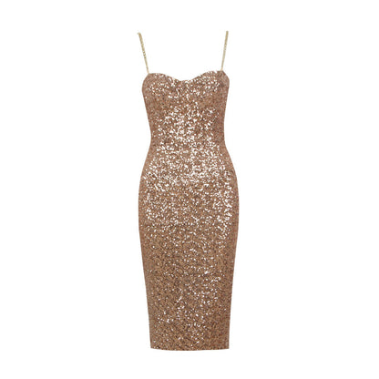 Noella | Gold Sequin Cocktail Dress