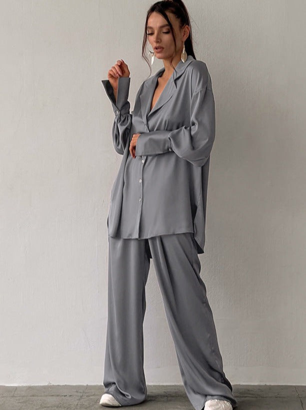 Oversized Women's Loungewear Set with Wide Pants