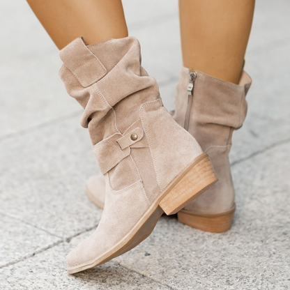 Trendy comfortable women's cowboy ankle boots with low heel