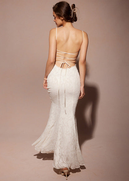 Winonah | Lace Maxi Dress with Spaghetti Straps Gala Dress
