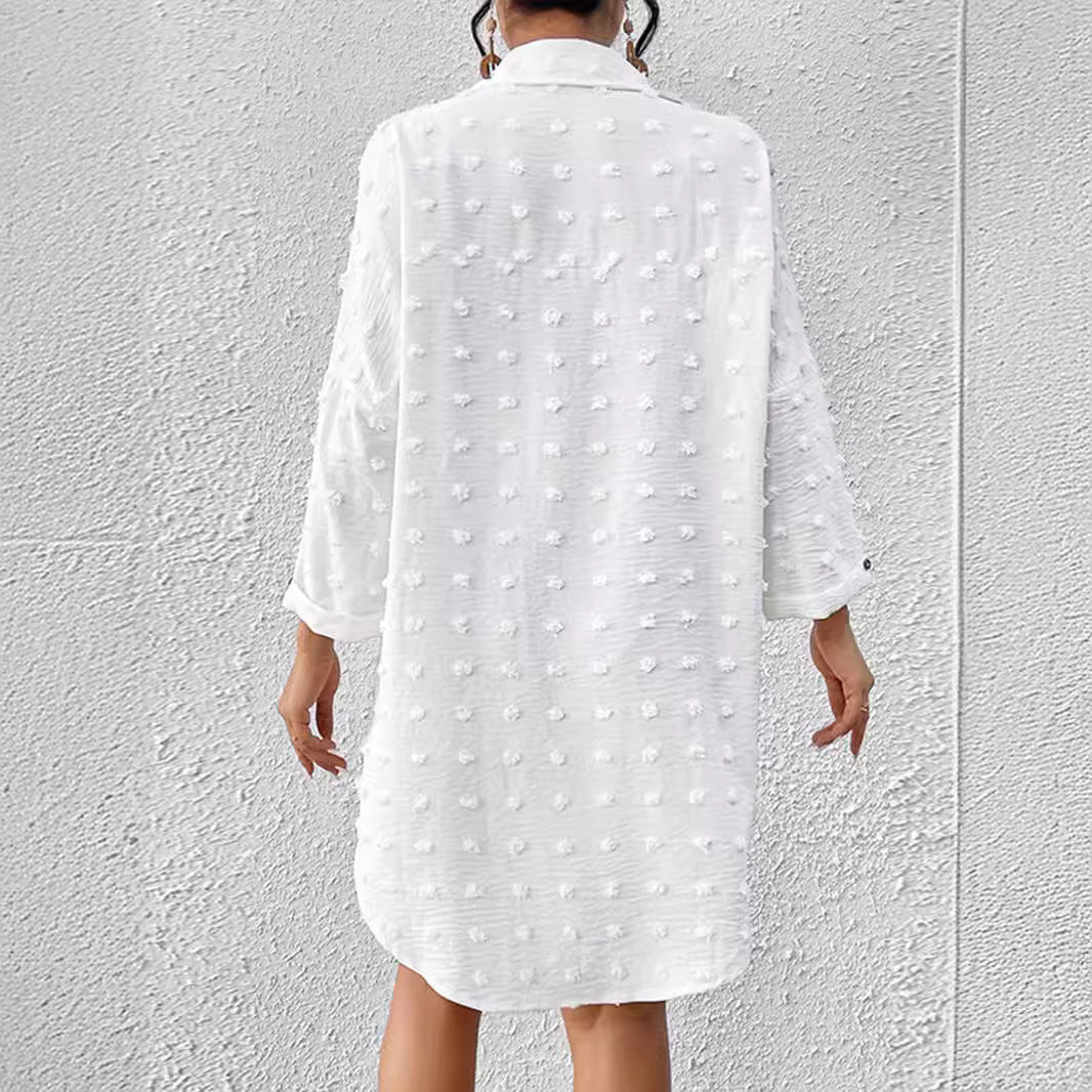 Jacobella | Linen Midi Dress with Tie Details