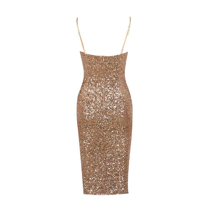 Noella | Gold Sequin Cocktail Dress