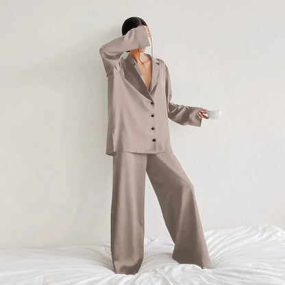 Ammie | Satin Pajama Set with Wider Pants