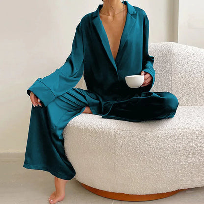 Ammie | Satin Pajama Set with Wider Pants