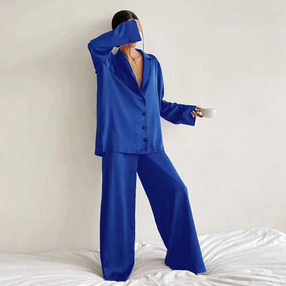 Ammie | Satin Pajama Set with Wider Pants