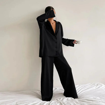 Ammie | Satin Pajama Set with Wider Pants