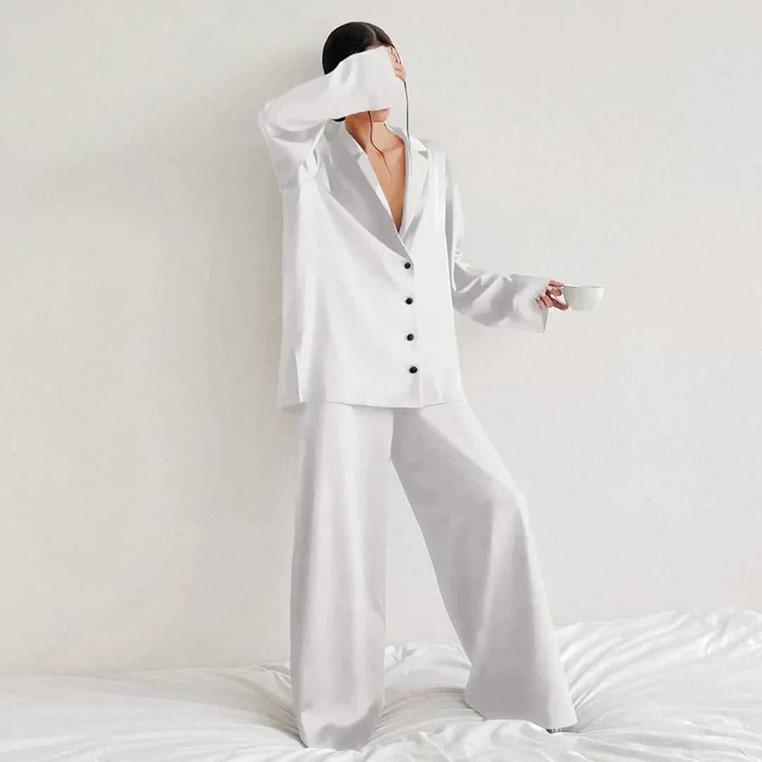 Ammie | Satin Pajama Set with Wider Pants