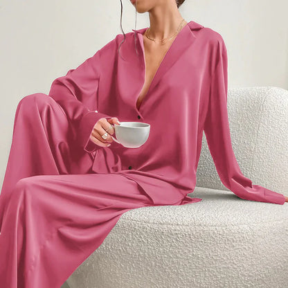 Ammie | Satin Pajama Set with Wider Pants