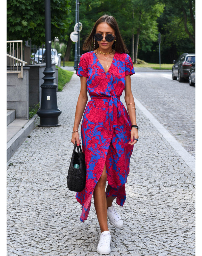 Corinne | V-Neck Midi Dress with Floral Print
