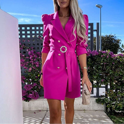 Palcheen | Summery Elegant Blazer Dress with Belt