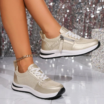 Women's Glitter Orthopedic Sneakers with Comfortable Sole