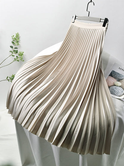 Malota | Satin Pleated Skirt with High Waist and Shiny Finish