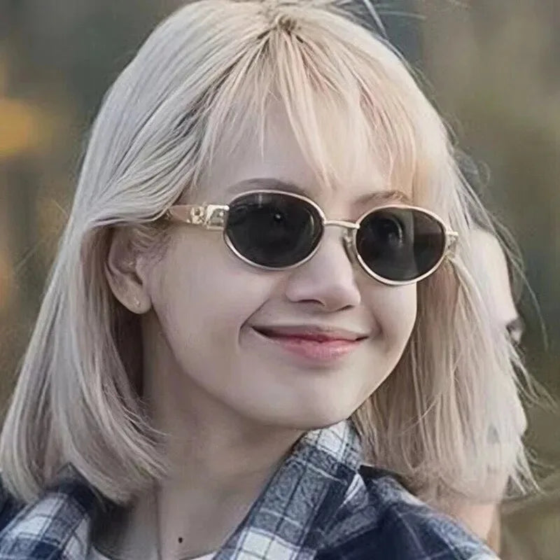 Retro Oval Sunglasses With Slim Design For Women