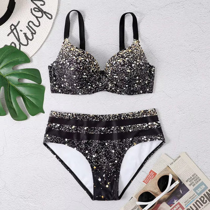Fina | Stylish High-Waist Bikini Set with Tropical Print