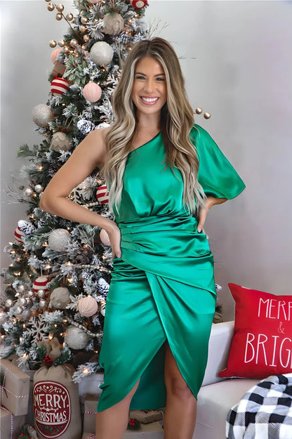 Brendy | Elegant One-Shoulder Satin Dress