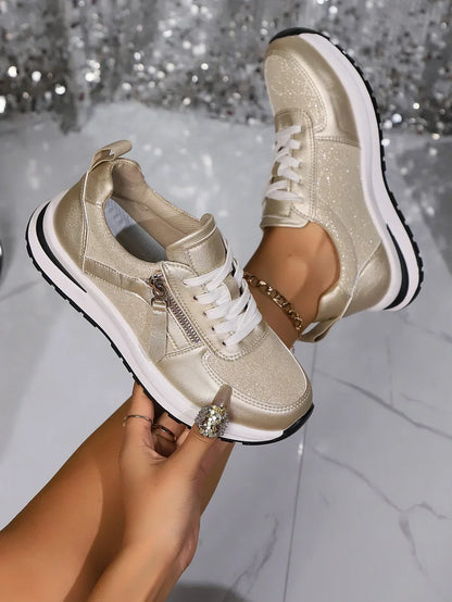 Women's Glitter Orthopedic Sneakers with Comfortable Sole
