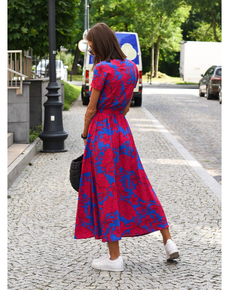 Corinne | V-Neck Midi Dress with Floral Print