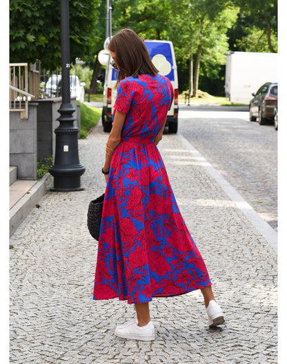 Corinne | V-Neck Midi Dress with Floral Print