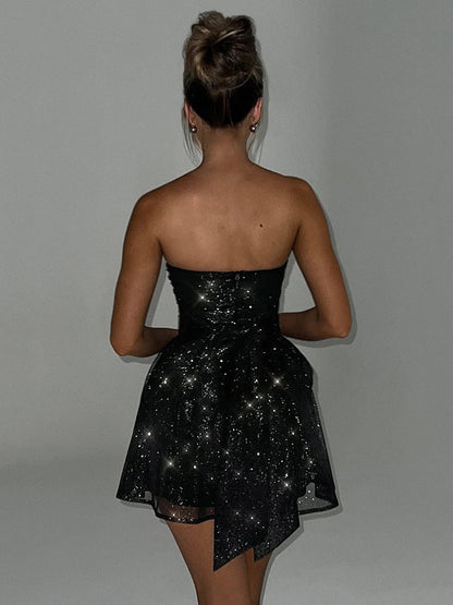 Dahlia | Strapless Glitter Mini Dress