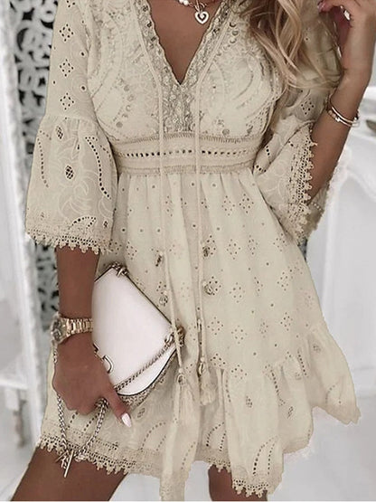 Brandyce | Summer Romantic Mini Dress with Lace Details