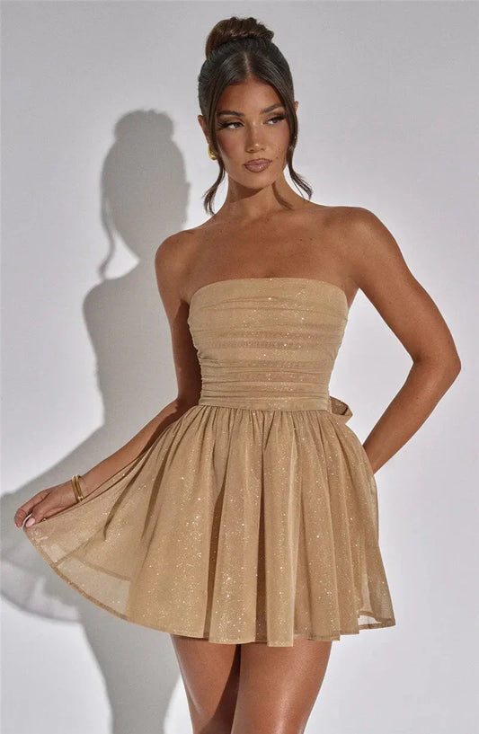 Dahlia | Strapless Glitter Mini Dress