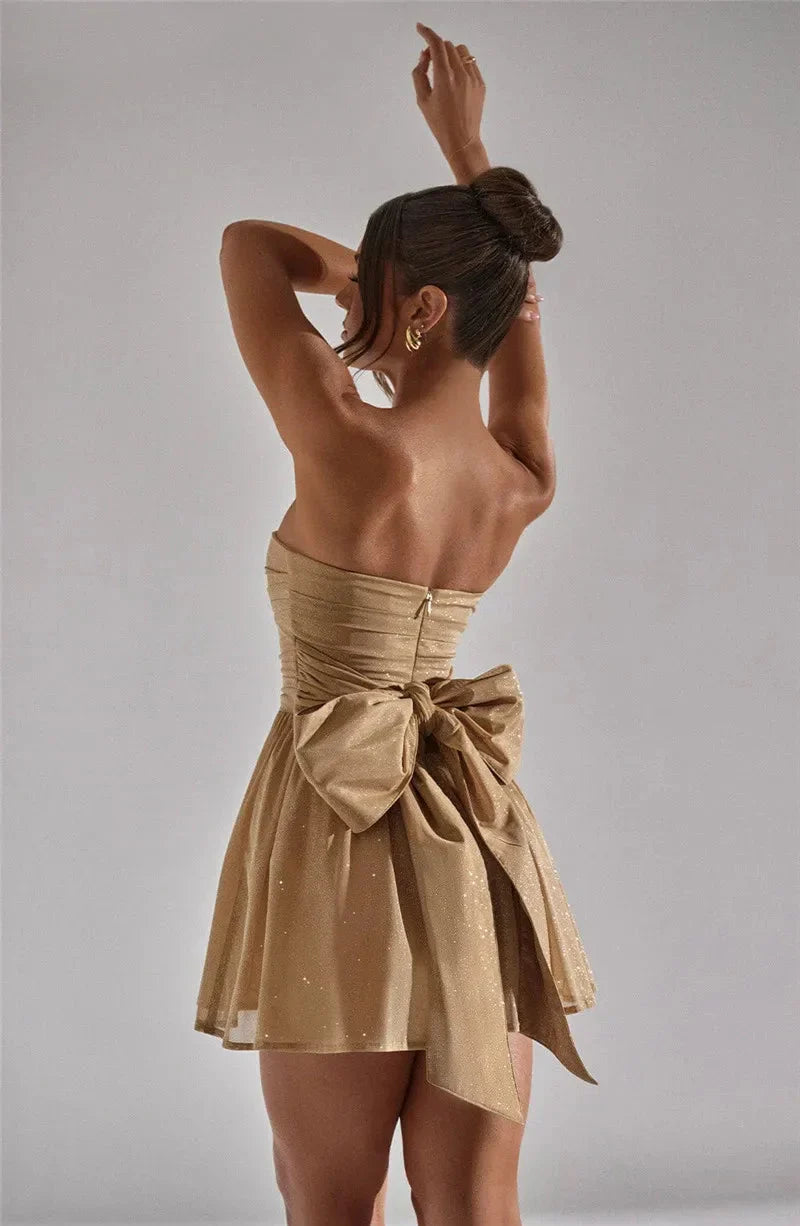 Dahlia | Strapless Glitter Mini Dress