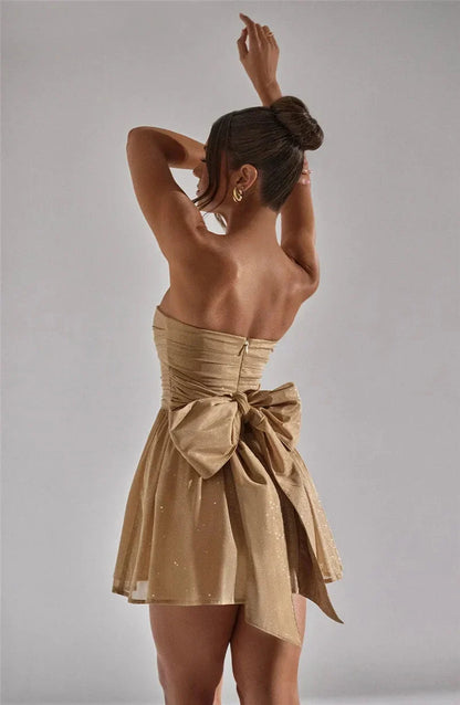 Dahlia | Strapless Glitter Mini Dress