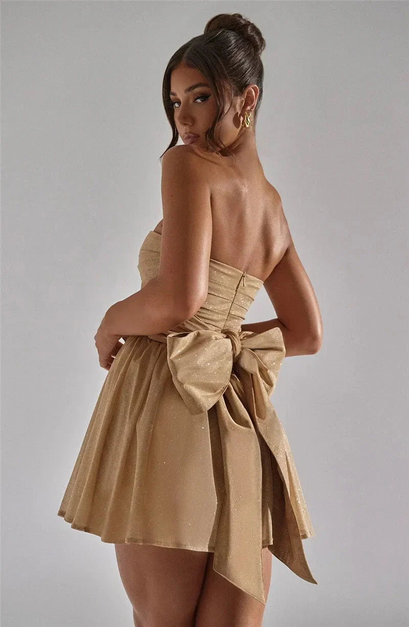 Dahlia | Strapless Glitter Mini Dress