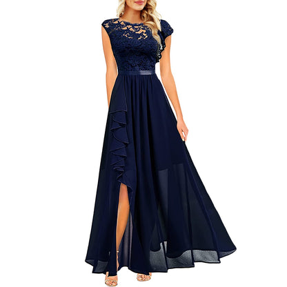 Pamila| Elegant Evening Dress with Lace and Ruffles
