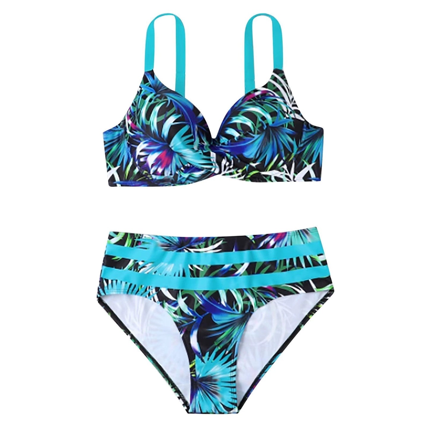 Fina | Stylish High-Waist Bikini Set with Tropical Print